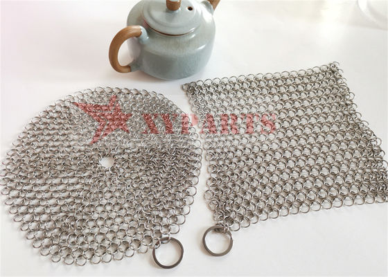 SUS316 Halkalar Chainmail Dökme Demir Tava Yıkayıcı Gıda Sınıfı
