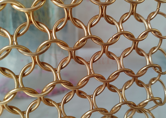 12mm Özel Metal Örgü Zincir Posta Perdeleri Paslanmaz Çelik Altın Rengi