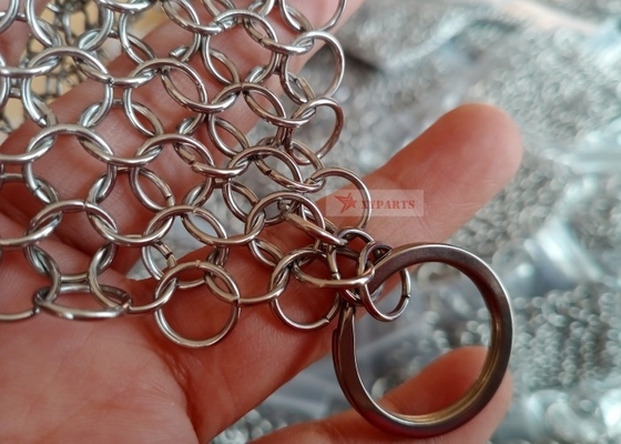 SS316L 10mm Halka Dökme Demir Pan Chainmail 8 &quot;X 6&quot; Yüksek Dereceli Paslanmaz Çelik