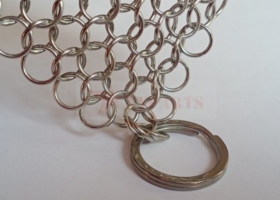 SS316L 10mm Halka Dökme Demir Pan Chainmail 8 &quot;X 6&quot; Yüksek Dereceli Paslanmaz Çelik