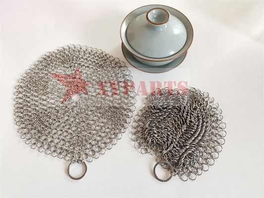 SUS316 Halkalar Chainmail Dökme Demir Tava Yıkayıcı Gıda Sınıfı
